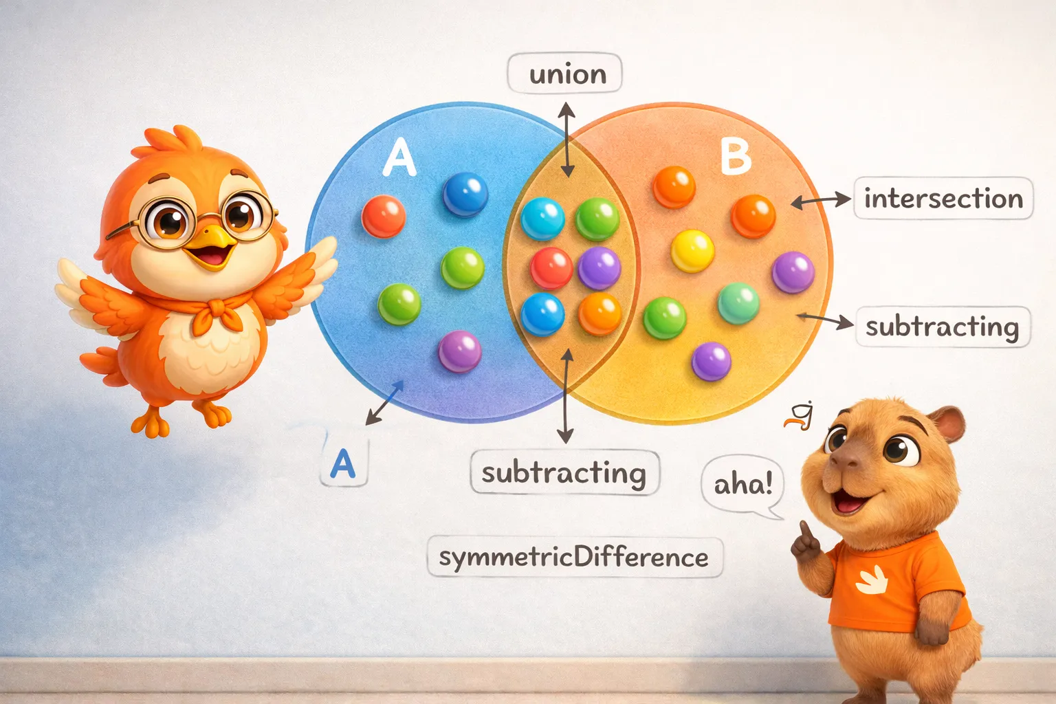 The Swift bird showing a Venn diagram with Set operations