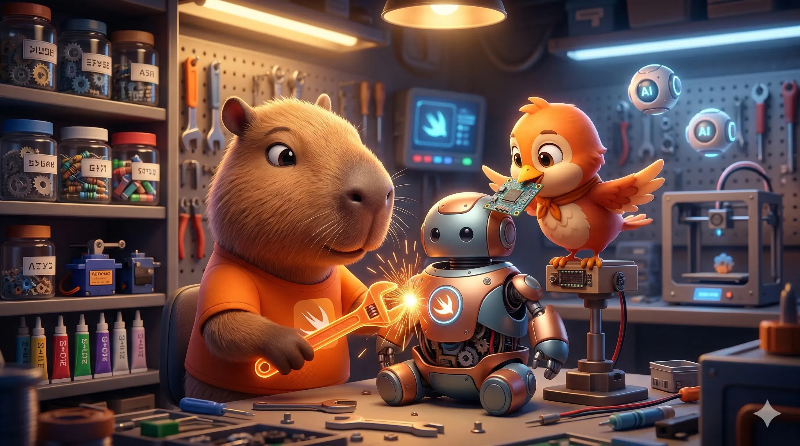 Capi and Taylor building a robot